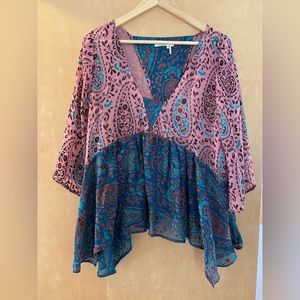 Anthropologie Floreat Valo Burnout Velvet Top